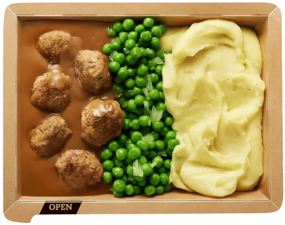 Fleischbällchen mit Kartoffelpüree und Erbsen Foodji