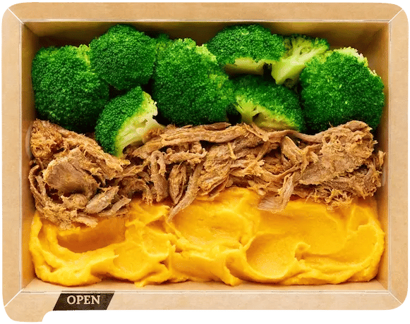 Pulled Port mit Suesskartoffelstampf Foodji
